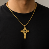 Celtic Knot Titanium Steel Cross Necklace - size and finish detail