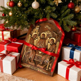 【Holy Trinity Wood Carving】Handcrafted Beech Wood Icon Three Graces Colorway Home Prayer Altar Spiritual Gift