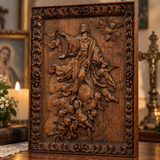 Assumption of Mary Hand-Carved Wood Wall Art: A Tribute to Heavenly Glory