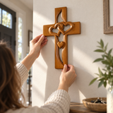 Interwoven Hearts Wood Cross - A God-Centered Symbol for Marriage & Anniversaries