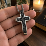 Hammered Two-Tone Stainless Steel Cross Necklace – Strength, Faith & Rugged Elegance