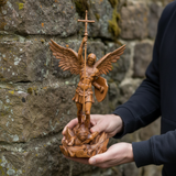 St. Michael the Archangel - Hand Carved Boxwood Sculpture - Spiritual Guardian for Prayer Spaces