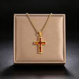 Colored Baguette CZ Cross Necklace – Faith, Vibrance & Bold Devotion