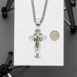 Gold-Plated Copper Crucifix Pendant with Jesus Christ and Religious Figures