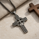 Celtic Knot Titanium Steel Cross Necklace - craftsmanship detail