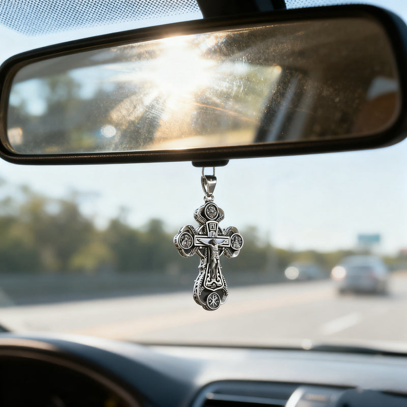 Two-Sided Devotional Cross - Jesus & Mary in 925 Silver - Wearable Faith