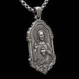 S925 Sterling Silver Sacred Heart of Jesus Pendant Necklace – Catholic Christian Faith Jewelry