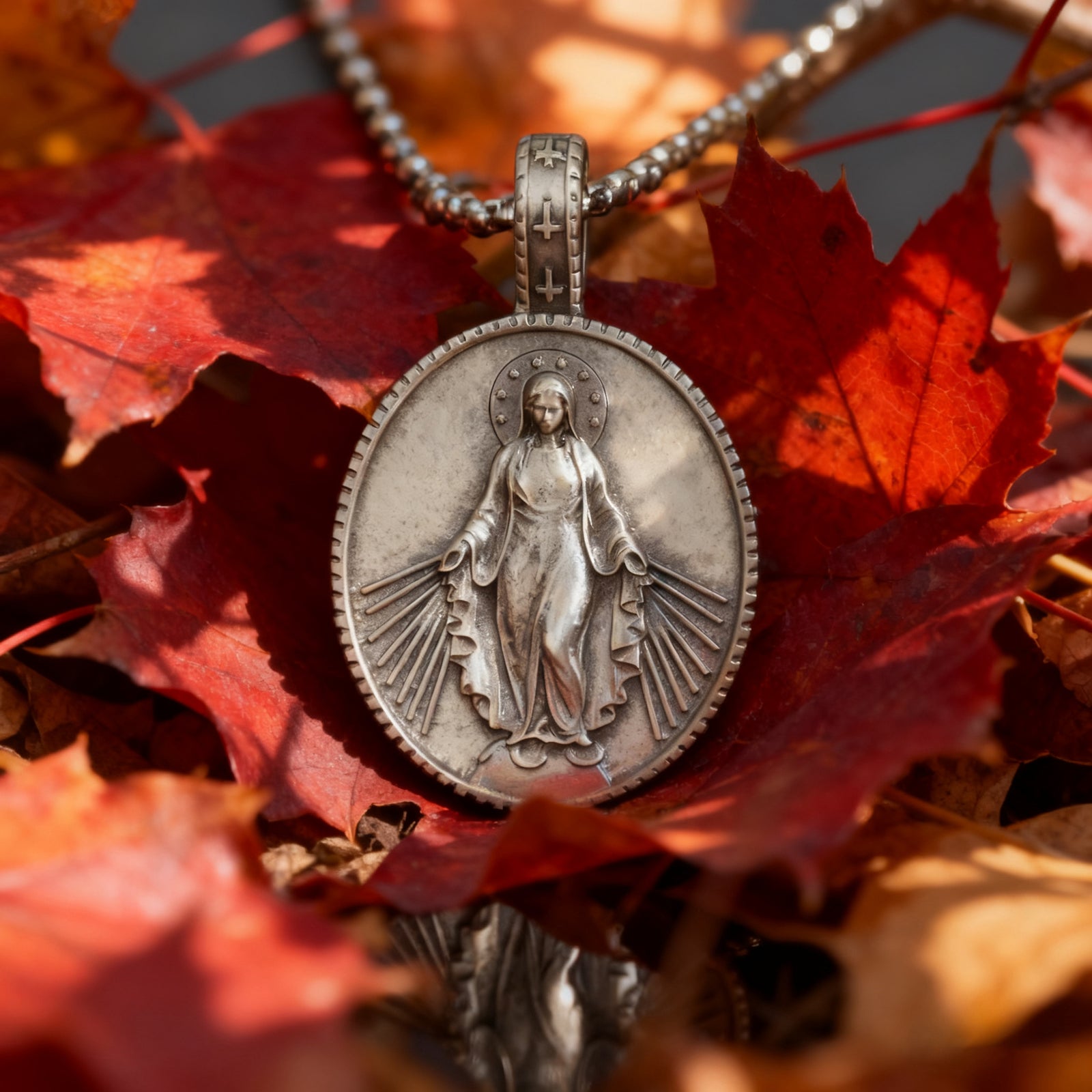 Pure Tin Miraculous Medal Virgin Mary Necklace – BGCOPPER
