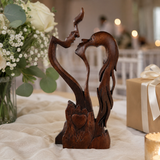 Hand-Carved Christian Love Sculpture – Wooden Couple Statue for Wedding & Anniversary Gift