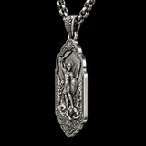 Saint Michael the Archangel 925 Sterling Silver Pendant Necklace—Christian Medal Featuring Sword and Shield Motifs