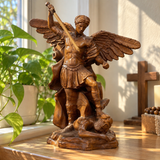 Boxwood Archangel Michael Carving: A Christmas Gift of Divine Protection