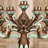 Elegant Nine-Branch Hanukkah Menorah – Vintage Enamel Candle Holder