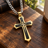 Modern Two-Tone Cross Necklace – A Bold Daily Reminder of Faith