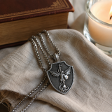 Saint Michael Shield Pendant Necklace – Pure Tin Protection Medal