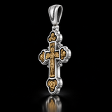 Angelic Guardian Cross Necklace – Two-Tone Sacred Relief Christian Pendant