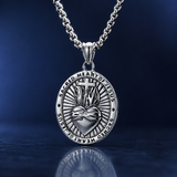 Two Tone Gold Silver Sacred Heart of Jesus Oval Stainless Steel Necklace