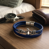 Anchor Leather Braided Bracelet
