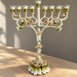 Vintage Floral Nine-Branch Menorah Candle Holder