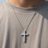 Twisted Hammered Textured Cross Pendant Necklace