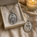 S925 Silver/Titanium Steel ‘Miracle’ Medallion Necklace - craftsmanship detail