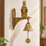 Our Lady of Grace Wall Bell – Antique Gold Marian Door Blessing Decor
