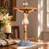 Jesus Christ Crucifix Statue – 11.4" Standing Christian Cross for Prayer, Home Décor & Meaningful Faith Gifts