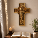 The Ascension Cross - Hand-Carved Jesus Crucifix with Holy Spirit Dove