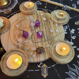 Pentagram Wooden Disc Candle Holder DIY Tarot Decoration Crystal Accessories