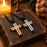 Layered Cross Necklace – Titanium Steel Christian Pendant
