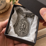 Saint Michael the Archangel 925 Sterling Silver Pendant Necklace—Christian Medal Featuring Sword and Shield Motifs