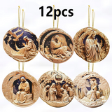 Wooden Christmas Nativity Pendant Wall Decoration Wall Hanging