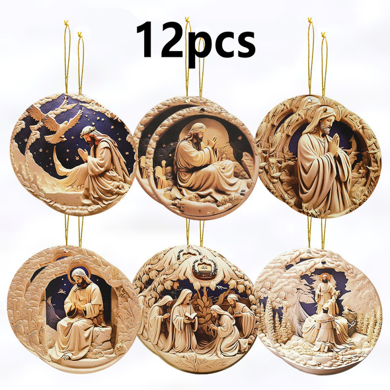 Wooden Christmas Nativity Pendant Wall Decoration Wall Hanging