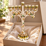 Vintage Floral Nine-Branch Menorah Candle Holder