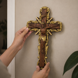 Hand-Carved White Ash Wood Cross - Sacred Christian Home Altar Decor for Christmas & Spiritual Gifting