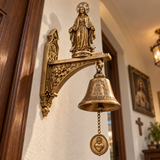 Our Lady of Grace Wall Bell – Antique Gold Marian Door Blessing Decor