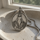 Pure Tin Miraculous Medal Virgin Mary Necklace