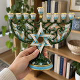 Hanukkah Hand-Painted Menorah: Illuminate the Jewish People's Covenant of Light with Artisan Brushstrokes
