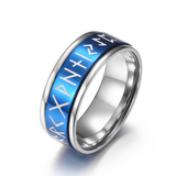 Glow In The Dark Viking Elder Futhark Rune Rotatable Spinner Stainless Steel Anxiety Relief Ring