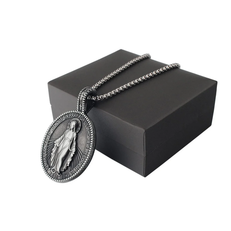 Virgin Mary Miraculous Medal Zinc Alloy Necklace