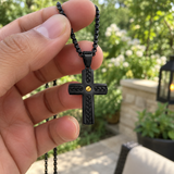 Braided Inlay Cross Necklace – Modern Christian Pendant for Men