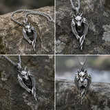 Stainless Steel Wolf Head Pendant Necklace