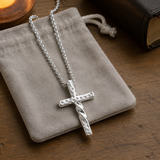 Twisted Hammered Textured Cross Pendant Necklace