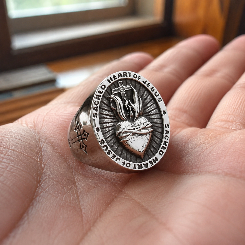 Sacred Heart ring Christian gift