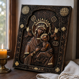 Our Lady of Perpetual Help Wood Art - Hand-Carved Catholic Gift - Mother Mary Comfort Figure