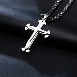 Stainless Steel Cross Byzantine Chain Pendant Necklace