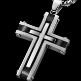 Layered Two-Tone Cross Necklace – Modern Christian Pendant for Men