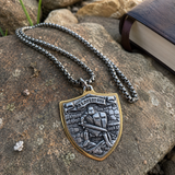 Two-Tone Armor of God Crusader Knight Protection Shield Stainless Steel Necklace
