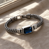 Vintage Sapphire Braided Copper Bracelet - Christian gift presentation
