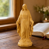 Hand Carved Sacred Heart of Jesus Virgin Mary Wooden Tabletop Ornament