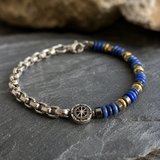 Boho Natural Stone Compass Beaded Bracelet